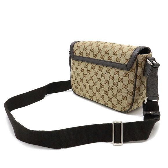 GUCCI GG canvas Crossbody Bag leather khaki Green beige Black - Picture 2 of 7